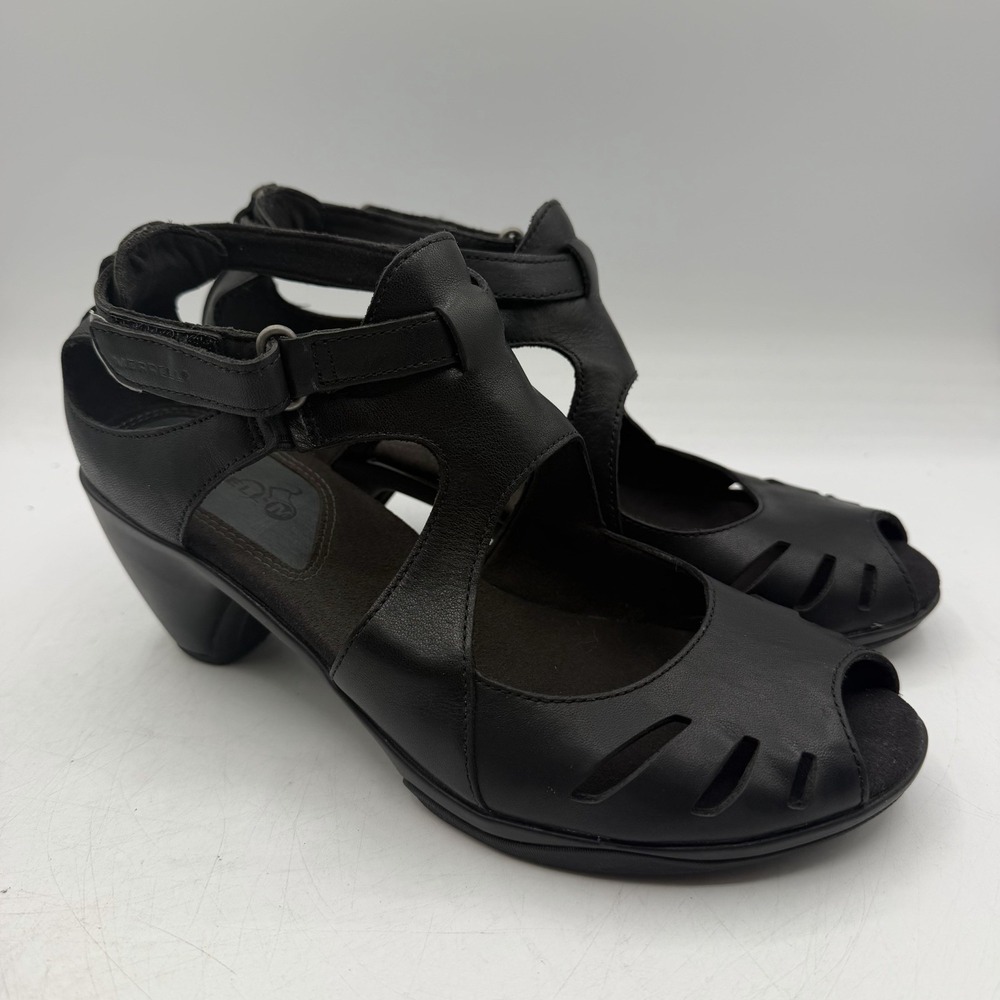 Merrell Cycling Evera Shift Sandals Womens Sz 8.5 Black Leather Peep Toe J57700
